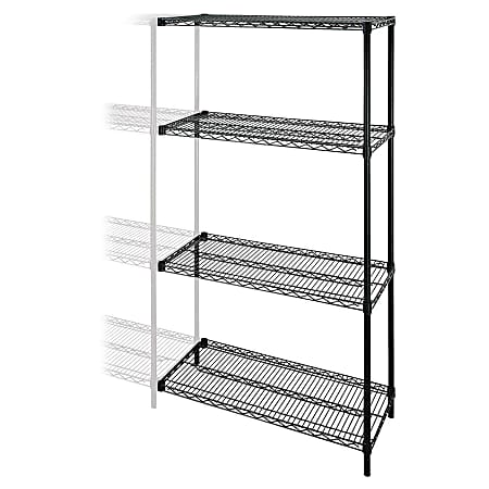 Lorell® 4-Tier Wire Rack With Shelves, Add-On Unit, Black