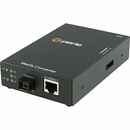 Perle S-110P-S1SC20U-XT Media Converter - 1x PoE (RJ-45) Ports - 1 x SC Ports - Single-mode - 10/100Base-TX, 100Base-BX-U - Wall Mountable, Rail-mountable, Rack-mountable, Desktop
