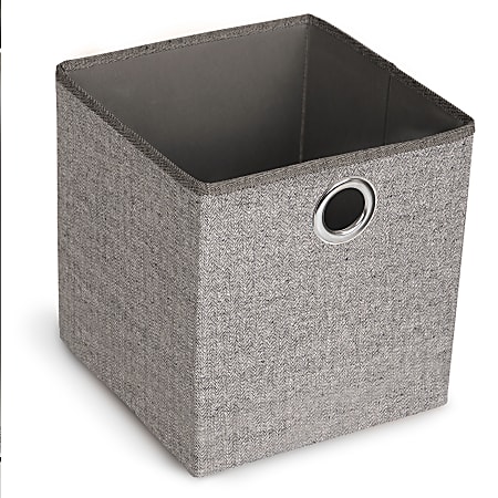 Realspace® Collapsible Storage Cube, Medium Size, Brown/Dark Grey