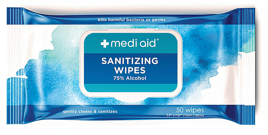 Mediaid® 75% Alcohol Sanitizing Wipes, Pack Of 50