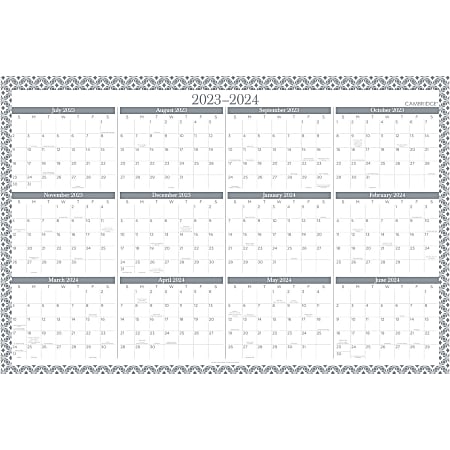 2023-2024 Cambridge® Maeve Erasable Reversible Academic/Regular Year Wall Calendar, 24" x 36", Jan to Dec 2024/July 2023 to June 2024, 1665-550SB