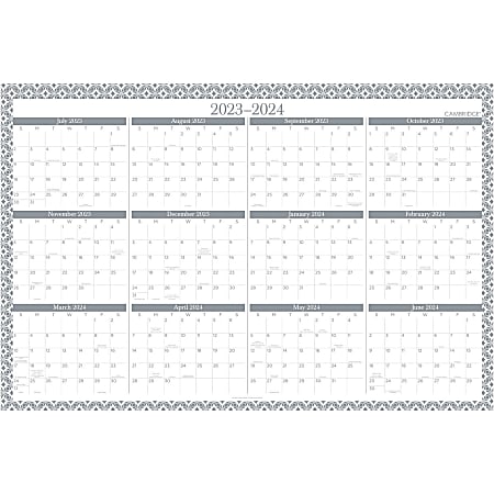 2023-2024 Cambridge® Maeve Erasable Reversible Academic/Regular Year Wall Calendar, 24" x 36", January to December 2024/July 2023 to June 2024, 1665-550SB