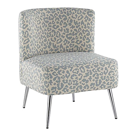 LumiSource Fran Slipper Chair, Chrome/Blue Leopard