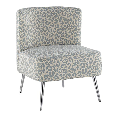 LumiSource Fran Slipper Chair, Chrome/Blue Leopard