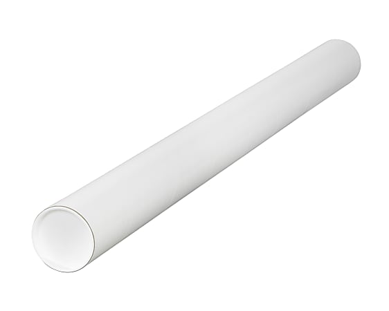 Office Depot® Brand White Mailing Tubes With Plastic Endcaps, 1 1/2" x 6, 80% Recycled, Pack Of 50