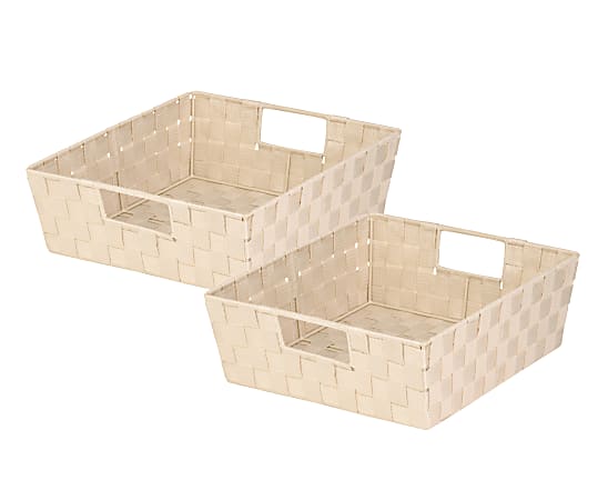 Honey-Can-Do Woven Shelf Trays, Medium Size, Creme, Pack Of 2