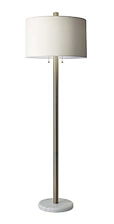 Adesso® Avenue 2-Light Floor Lamp, 61"H, Off-White Shade/White Base