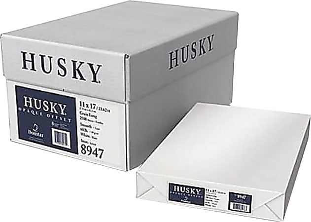 Domtar Husky Opaque Offset Multi-Use Printer & Copy Paper, 5 Reams, White, Tabloid (11" x 17"), 2500 Sheets Per Case, 60 Lb, 94 Brightness