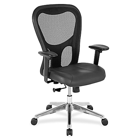 Lorell® Executive Ergonomic Bonded Leather/Mesh Mid-Back Chair, Black