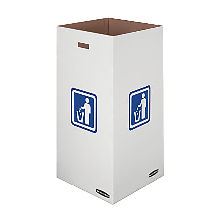 Bankers Box® Waste And Recycling Bins, Extra Large Size, 36" x 18 3/8" x 18 3/8", 50% Recycled, White/Blue, Pack Of 10