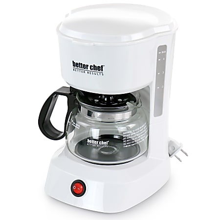 Better Chef 4-Cup Compact Coffee Maker with Removable Filter Basket, White