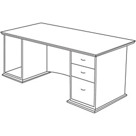 Lorell® 90000-Series Single Right-Pedestal Desk, 29"H x 66"W x 30"D, Mahogany