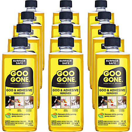 Goo Gone Gum/Glue Remover - Liquid - 8 fl oz (0.3 quart) - Citrus Scent - 12 / Carton - Orange