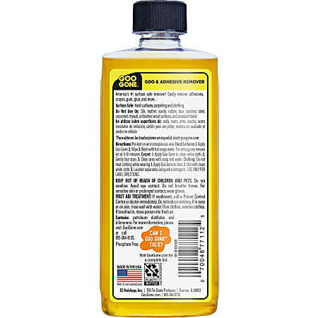 Goo Gone Gum/Glue Remover - For Multipurpose - 8 fl oz (0.3 quart) - Citrus Scent - 12 / Carton - Easy to Use - Orange Goo Gone Gum/Glue Remover - For Multipurpose - 8 fl oz (0.3 quart) - Citrus Scent - 12 / Carton - Easy to Use - Orange