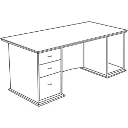 Lorell® 90000-Series Single Left-Pedestal Desk, 29"H x 66"W x 30"D, Mahogany