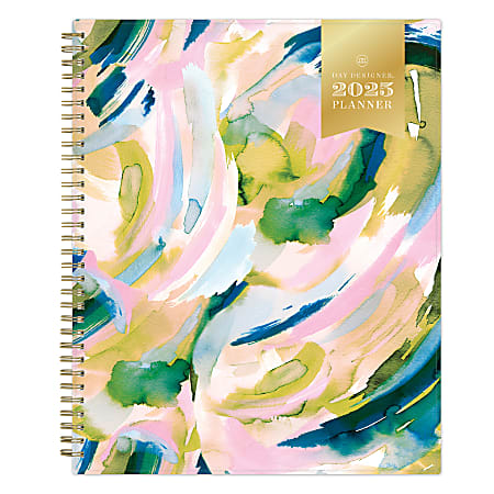 2025 Day Designer Weekly/Monthly Planning Calendar, 8-1/2” x 11”, Turquoise/Pink/Green, January 2025 To December 2025
