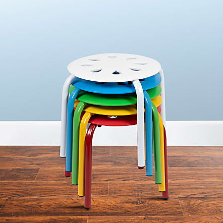 Flash Furniture Kids' Plastic 11-1/2" Nesting Stack Stools, Assorted Colors, Set Of 5 Stools