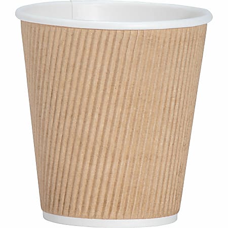 Genuine Joe 10 oz Rippled Hot Cups - 10 fl oz - Brown - Hot Drink, Beverage - 25/Pack - 5 / Bundle