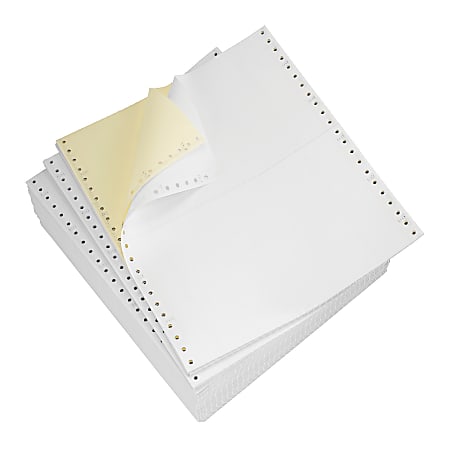 Office Depot® Brand Computer Paper, 2 Parts, 15 Lb, 9 1/2" x 5 1/2", Clean Edge, White/Canary, Box Of 3,000 Sheets