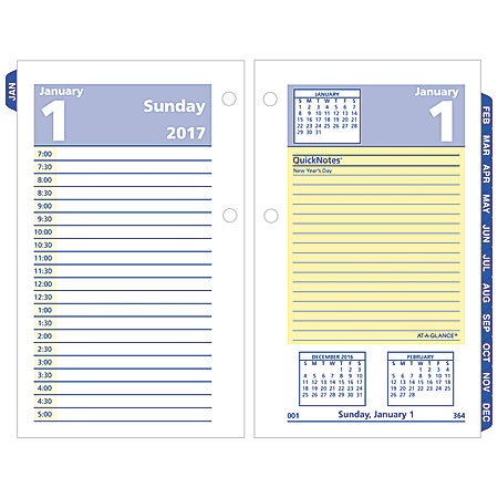 AT-A-GLANCE® QuickNotes® 30% Recycled Desk Calendar Refill, 3 1/2" x 6", January-December 2017