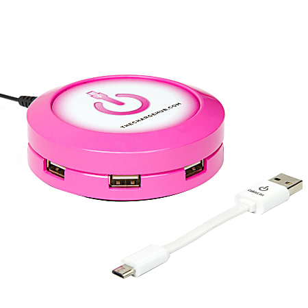 ChargeHub X7 7 Port USB Charger Round Pink CRGRD X7 005 - Office Depot