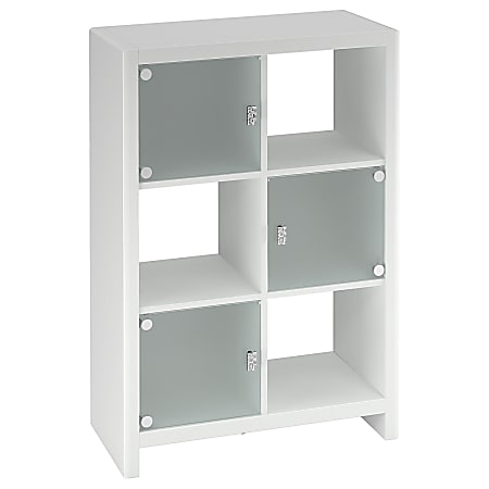 kathy ireland® Office by Bush Furniture New York Skyline Bookcase, 6 Cube, Plumeria White, Standard Delivery