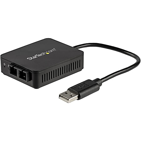 StarTech.com USB to Fiber Optic Converter - 100BaseFX SC - USB 2.0 to Ethernet Network Adapter - 2 km MM - Windows Mac and Linux - Connect to a 100Mbps fiber-optic network through your laptop's USB-A port - USB to fiber optic converter with 100Base-FX SC