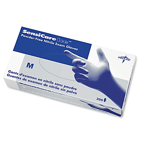 Medline Sensicare Ice Nitrile Exam Gloves, powder_free, Medium, Box Of 200