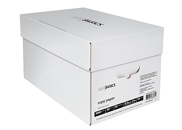 Just Basics™ Copy Paper, 10 Reams, White, Letter (8.5" x 11"), 5000 Sheets Per Case, 20 Lb, 92 Brightness