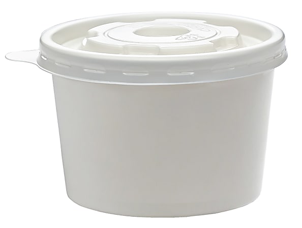 Highmark&reg; Paper Soup Containers with Lids, Disposable Paper Food Cups, Ice Cream Cups Food Storage with Lids, 8 oz, White, Case Of 250