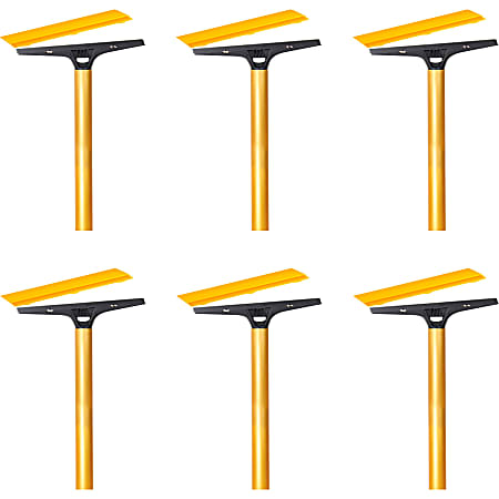 Ettore Heavy Duty Floor Scraper - 4" Carbon Steel Blade - 48" Anodized Aluminum Handle - Heavy Duty, Angled Head, Rubberized Grip - Gold - 6 / Carton
