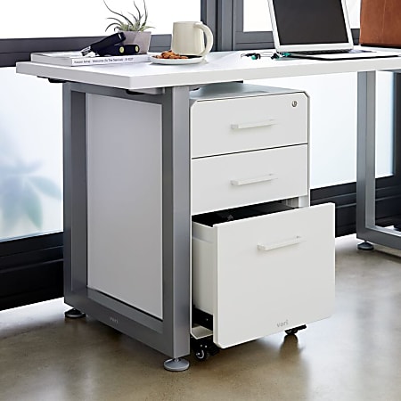 White desk with locking file hot sale drawer