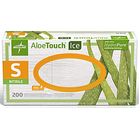 Medline AloeTouch Ice Nitrile Gloves Small Clear Box Of 200