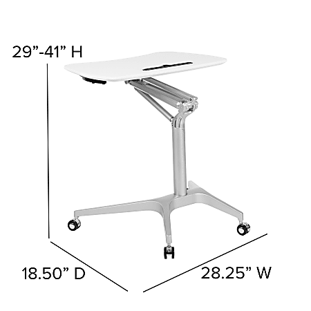 Flash Furniture Mobile Ergonomic 29 W Sit Stand Computer Desk White ...