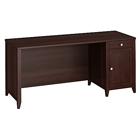 kathy ireland® Office by Bush Furniture Grand Expressions Desk With Pedestal, Warm Molasses, Standard Delivery