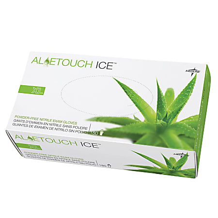 Medline AloeTouch Ice Nitrile Gloves, X-Large, Clear, Box Of 180