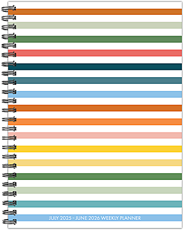 2025-2026 Willow Creek Press Softcover Weekly/Monthly Academic Planner, 6-1/2" x 8-1/2", Happy Stripe, July 2025 To June 2026, 56783