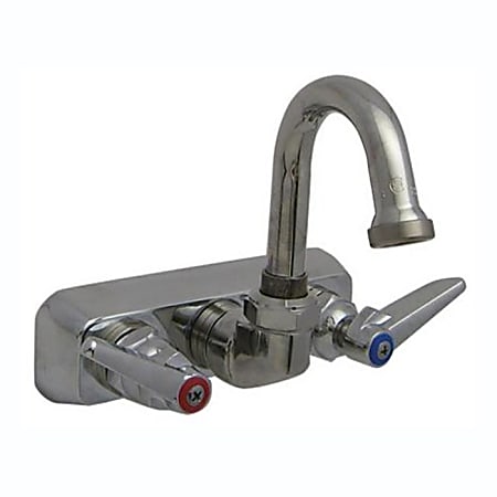 T&S Brass Wall-Mount Workboard Faucet, 3" Nozzle, 4" Centers, Stainless