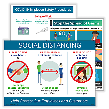 ComplyRight™ COVID-19 Facility Signage 3 Points Of Contact Poster Set, English