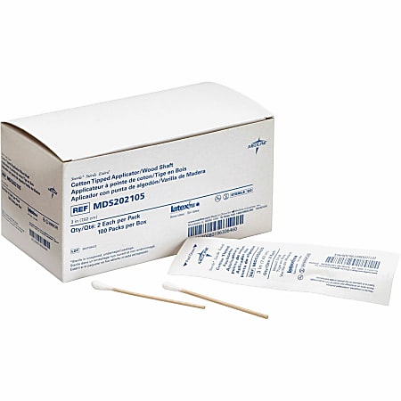 Medline Sterile Cotton-Tipped Applicators - 200/Box - White Medline Sterile Cotton-Tipped Applicators - 200/Box - White