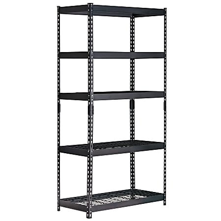 Edsal Muscle Rack™ Heavy Duty Boltless Steel Shelving Unit With Wire Decking, 5-Shelf, 72”H x 36"W x 18"D, Black