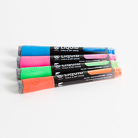 U Brands Liquid Chalk Markers Bullet Tip Black Barrel Assorted Ink Pack Of  4 Markers - Office Depot