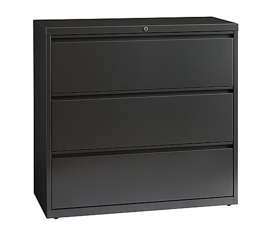 WorkPro® 42”W Lateral File Cabinet, 3-Drawer, Charcoal