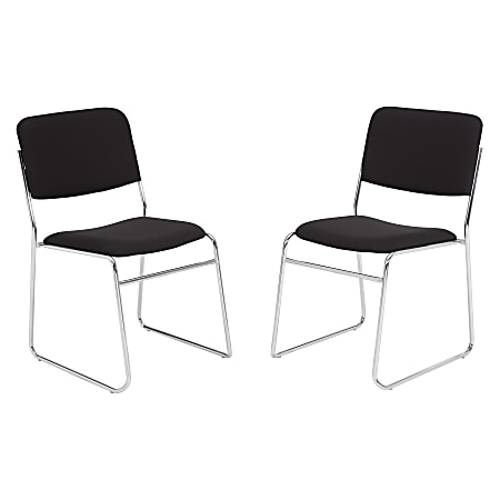 National Public Seating 8600 Padded Signature Stack Chairs, Black/Chrome, Set Of 2 Chairs