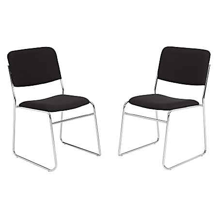 National Public Seating 8600 Padded Signature Stack Chairs, Black/Chrome, Set Of 2 Chairs