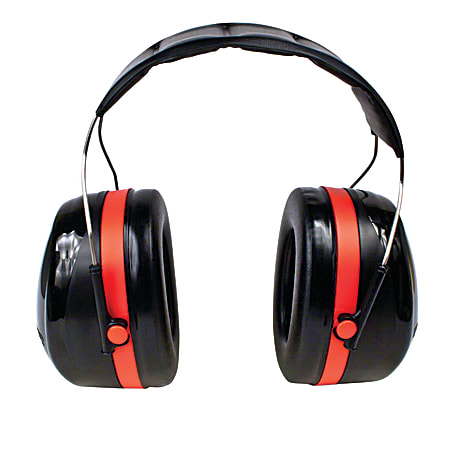 3M&trade; PELTOR&trade; Optime&trade; 105 Behind-the-Head Earmuffs, Red/Black