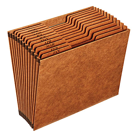 Office Depot® Brand Xtralife™ Expanding Monthly File, 12 Pockets, 12" x 10", Brown