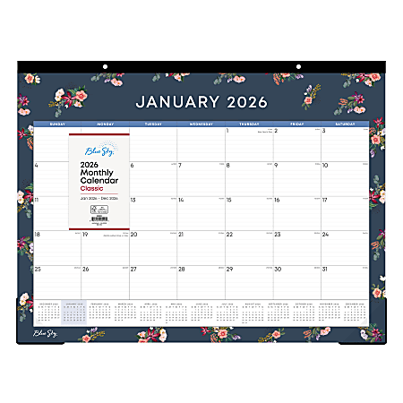 2026 Blue Sky Monthly Desk Pad Calendar 22 x 17 Ashlyn Navy January To