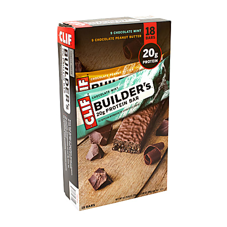 Clif Bar Builder's 20g Protein Bar Variety Pack, 2.4 oz, Pack Of 18