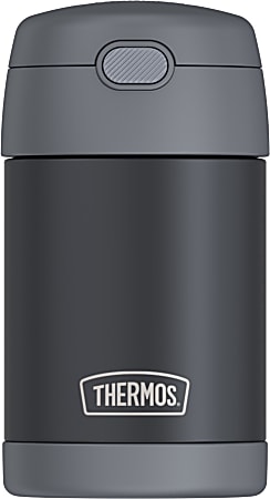 Thermos FUNTAINER Insulated Stainless Steel Food Jar with Folding Spoon, 16 Oz, Gray